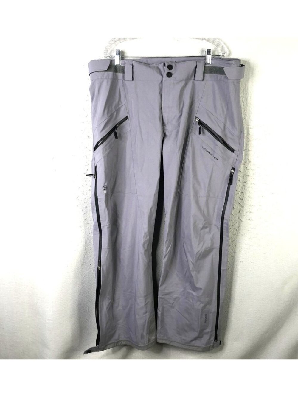 Obermeyer Snow Pants Mens XL Gray RECCO Full Zip Ski Adjustable Waist Shell